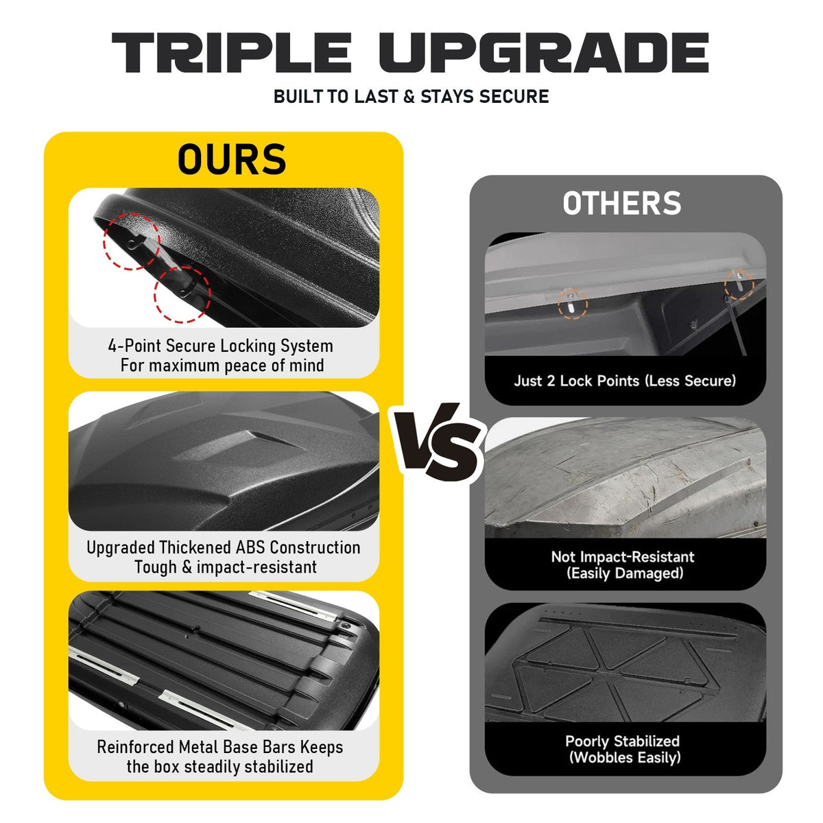 15 Cubic Hard Shell Roof Top Mount Car Storage Travel Luggage Box Cargo Carrier