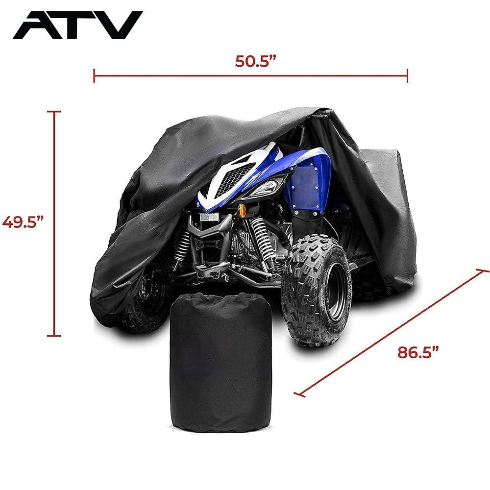 ATV Cover Heavy Duty Marine Grade Fabric Quad Cover For Kawasaki Premium Black
