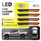 4PCs Smoke Lens Amber LED Side Marker Light For GMC Sierra 2500 3500 HD 2020+