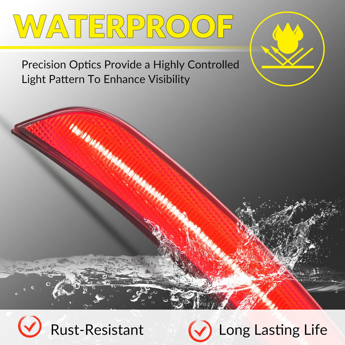 Clear LED Rear Red Side Marker Lights Lamps For Chrysler 300 300C 300S 2015-2023