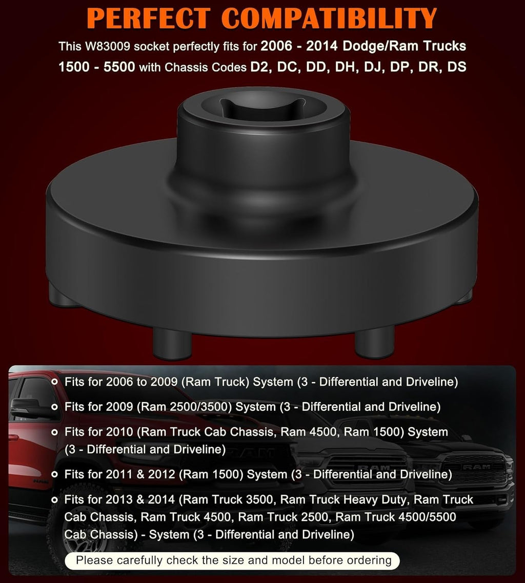 W83009 Heavy Duty 6 Lug Axle Nut Socket for Dodge Ram Trucks 1500-5500 Chasis D2