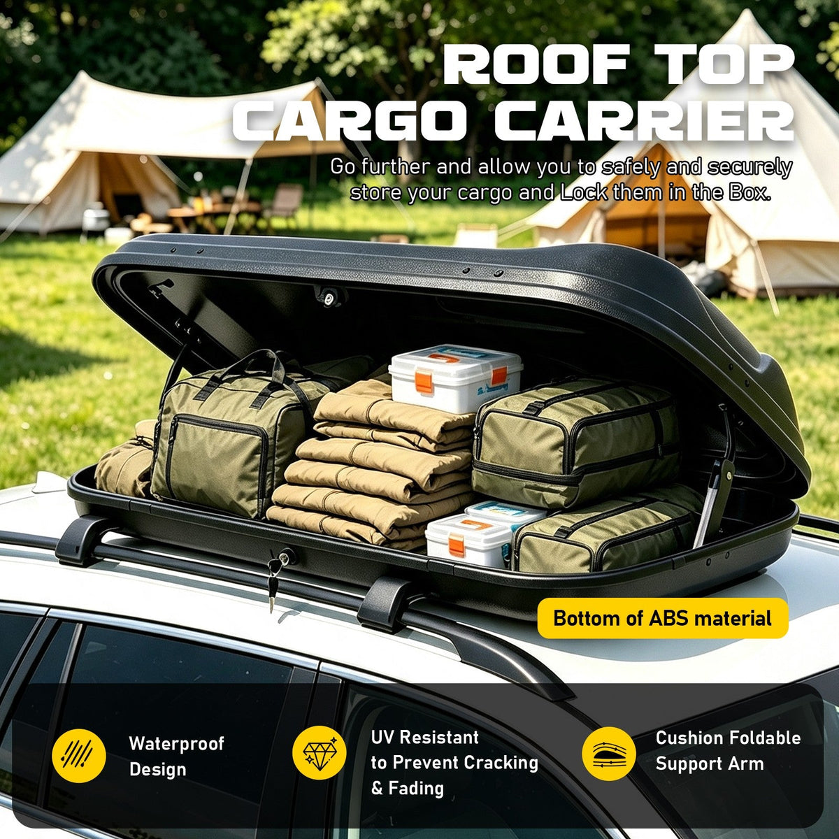 15 Cubic Hard Shell Roof Top Mount Car Storage Travel Luggage Box Cargo Carrier