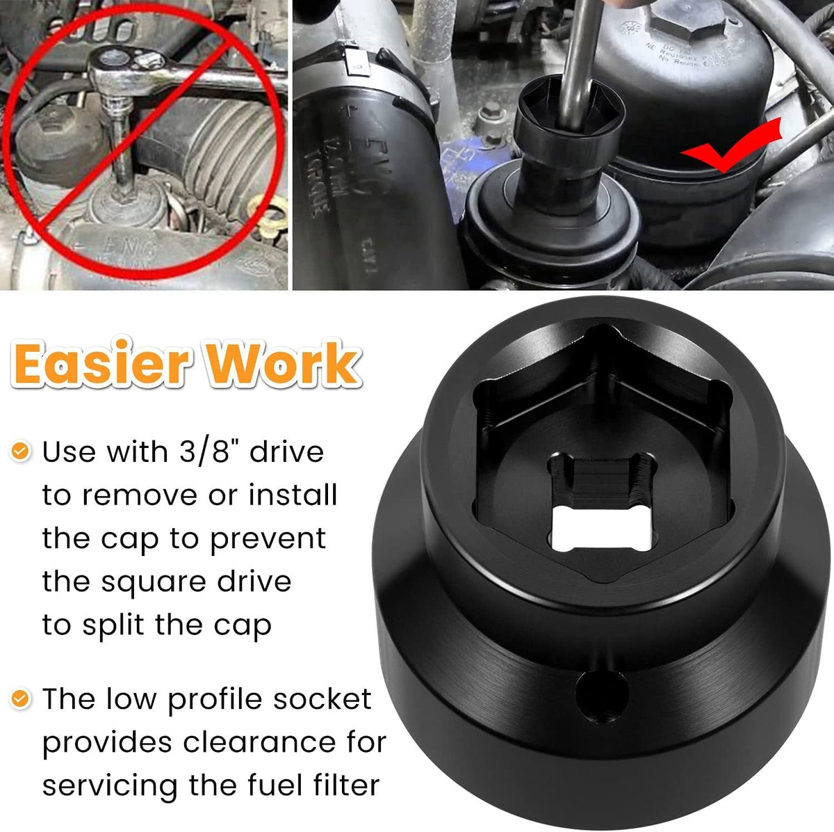 Oil Filter Socket 24mm / 36mm for 2003-2010 Ford 6.0L / 6.4L Powerstroke Diesel