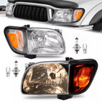 For 2001 2002 2003 2004 Toyota Tacoma White Headlights & Black Corner Light 4Pcs