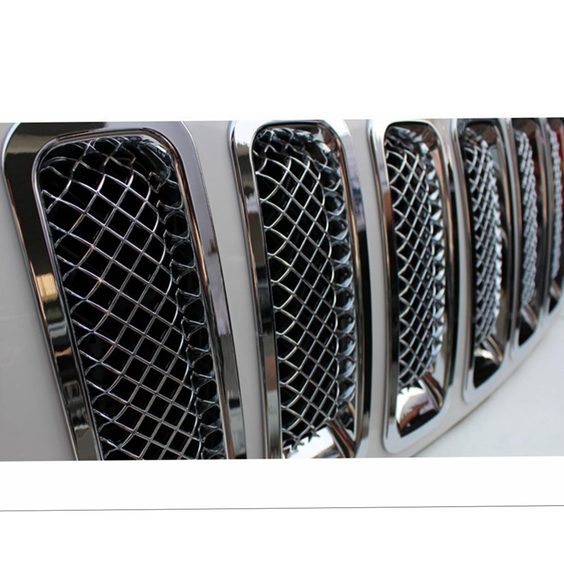 Black Front Mesh Grill Grille Insert Cover for Jeep Patriot 2011-2017  (7 PCS)