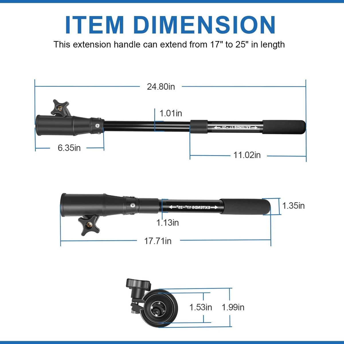 1854107 Trolling Motor Telescoping Extension Handle MKA-43 - Extends 17" to 25"