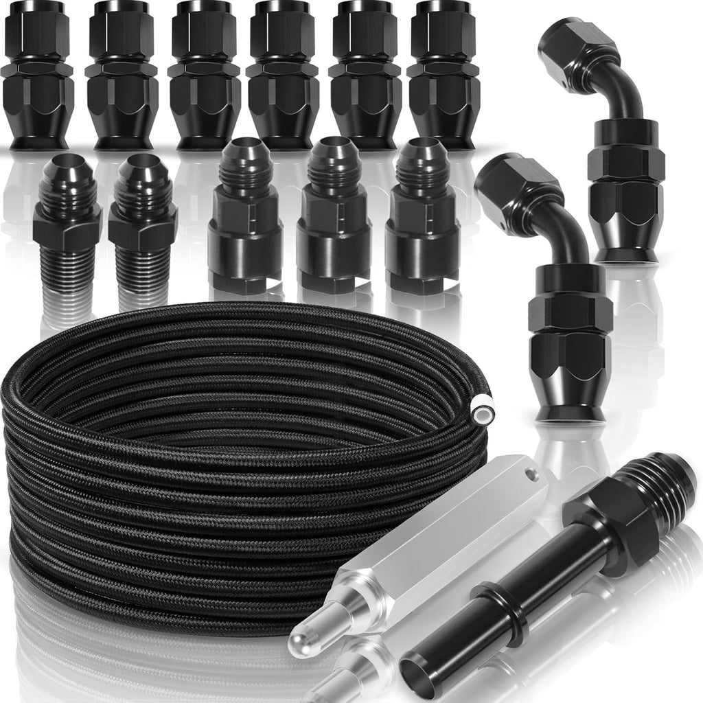 6AN PTFE Fuel Line Kit 25FT for LS Swap EFI E85 Turbo Oil Coolant Transmission