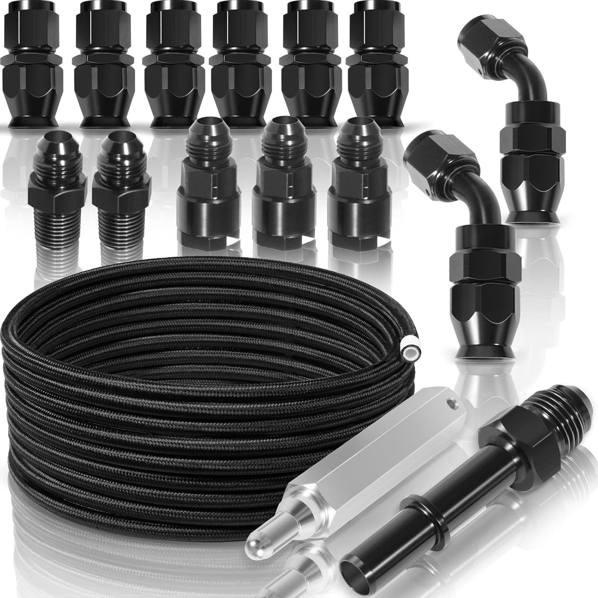 6AN PTFE Fuel Line Kit 25FT for LS Swap EFI E85 Turbo Oil Coolant Transmission