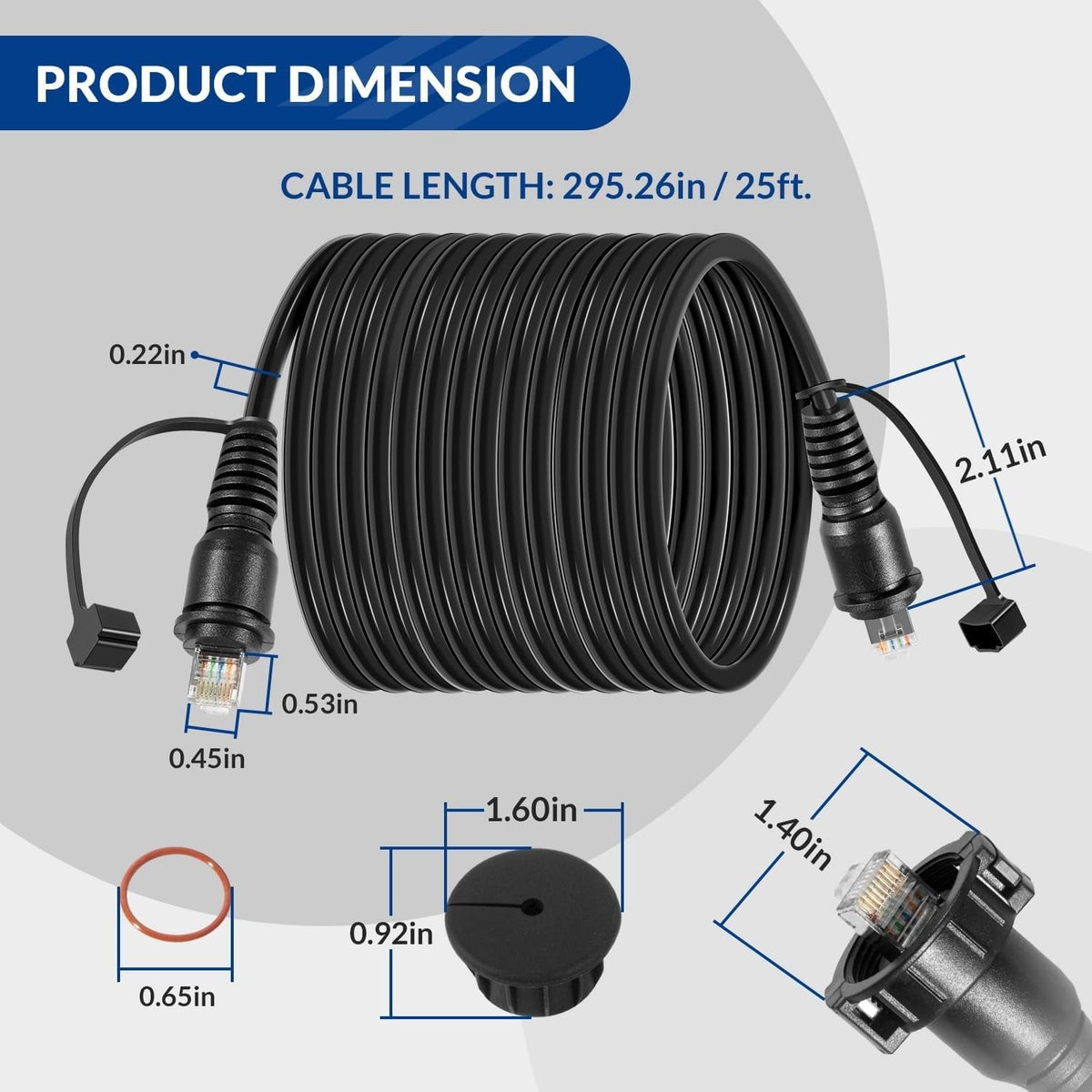 25FT Marine Network Cable for Garmin 010-10550-00, Durable RJ45 Ethernet Cord