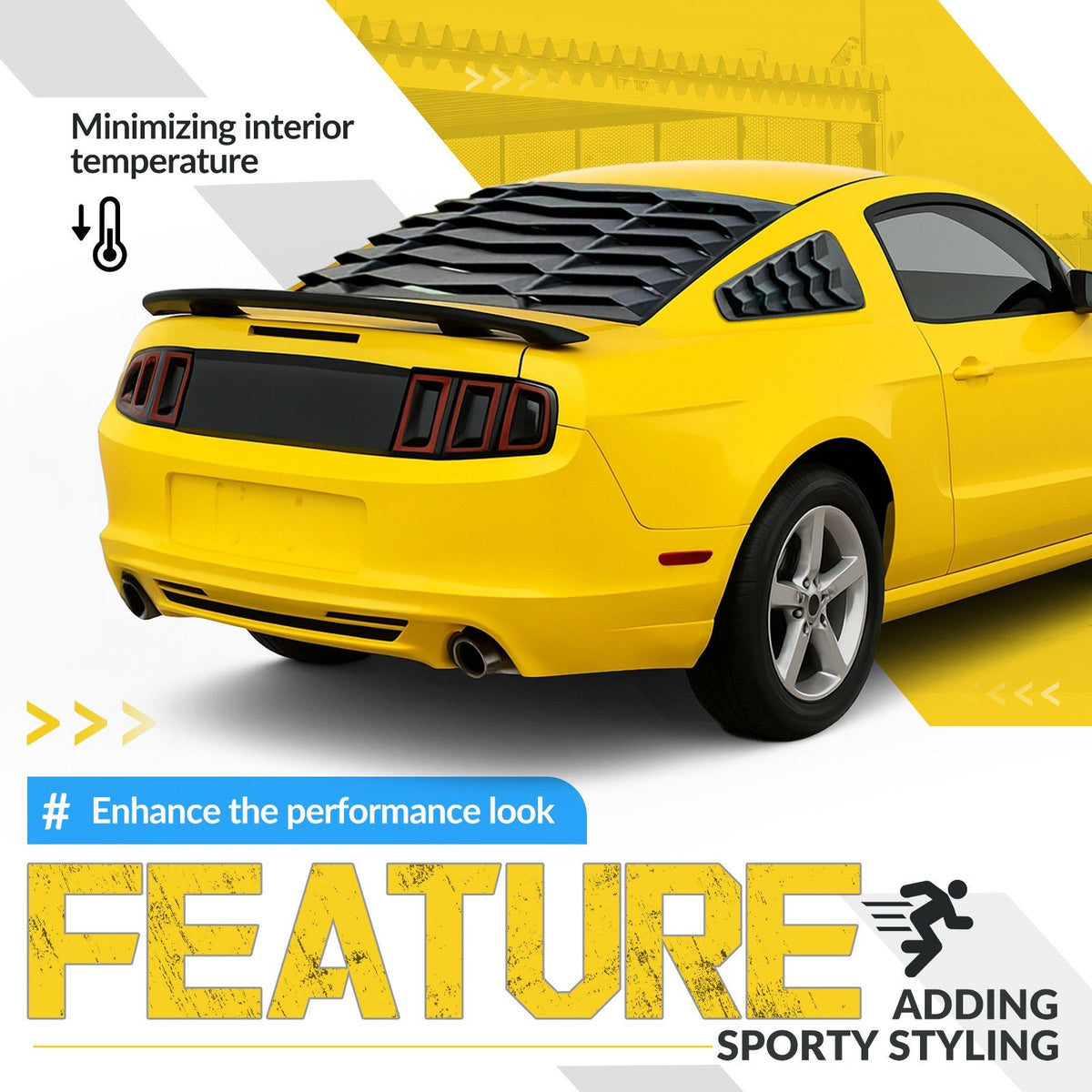 Rear+Side Window Louvers For Ford Mustang GT 2005-2014 Windshield Cover