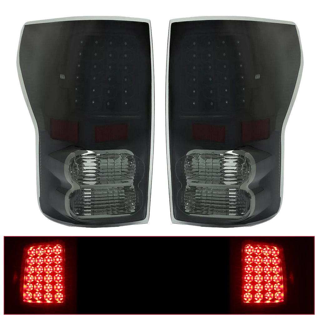 Black Smoke For Toyota Tundra 2007-2013 LED Tail Lights Brake Lamps Left+Right