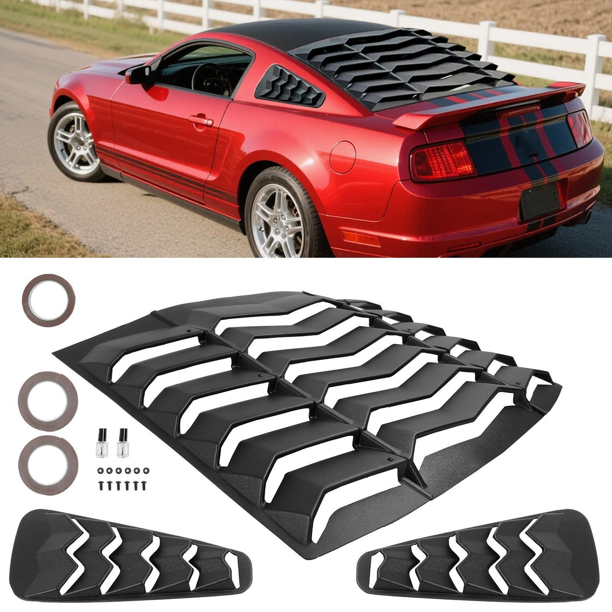 Rear+Side Window Louvers For Ford Mustang GT 2005-2014 Windshield Cover