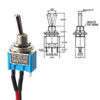 10PCS SPST Mini Toggle Switch Wires On/Off Metal Small Automotive/Boat/Car/Truck