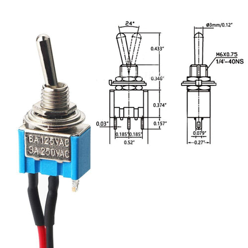 10PCS SPST Mini Toggle Switch Wires On/Off Metal Small Automotive/Boat/Car/Truck