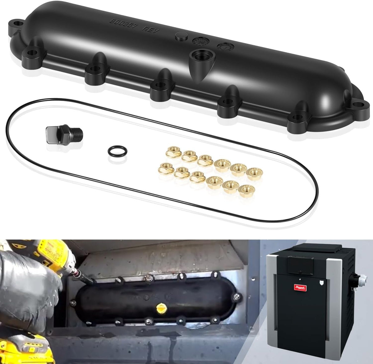 Replacement Return Header for Raypak 206A - 407A with Seal & Flange Nut Kit