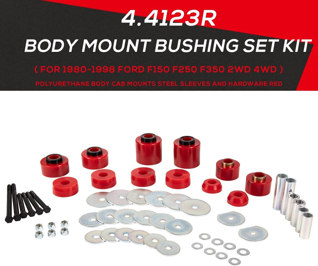 for 1980-1998 Ford F150 F250 F350 2WD/4WD 4.4123R Body Cab Mount Bushing Set Kit