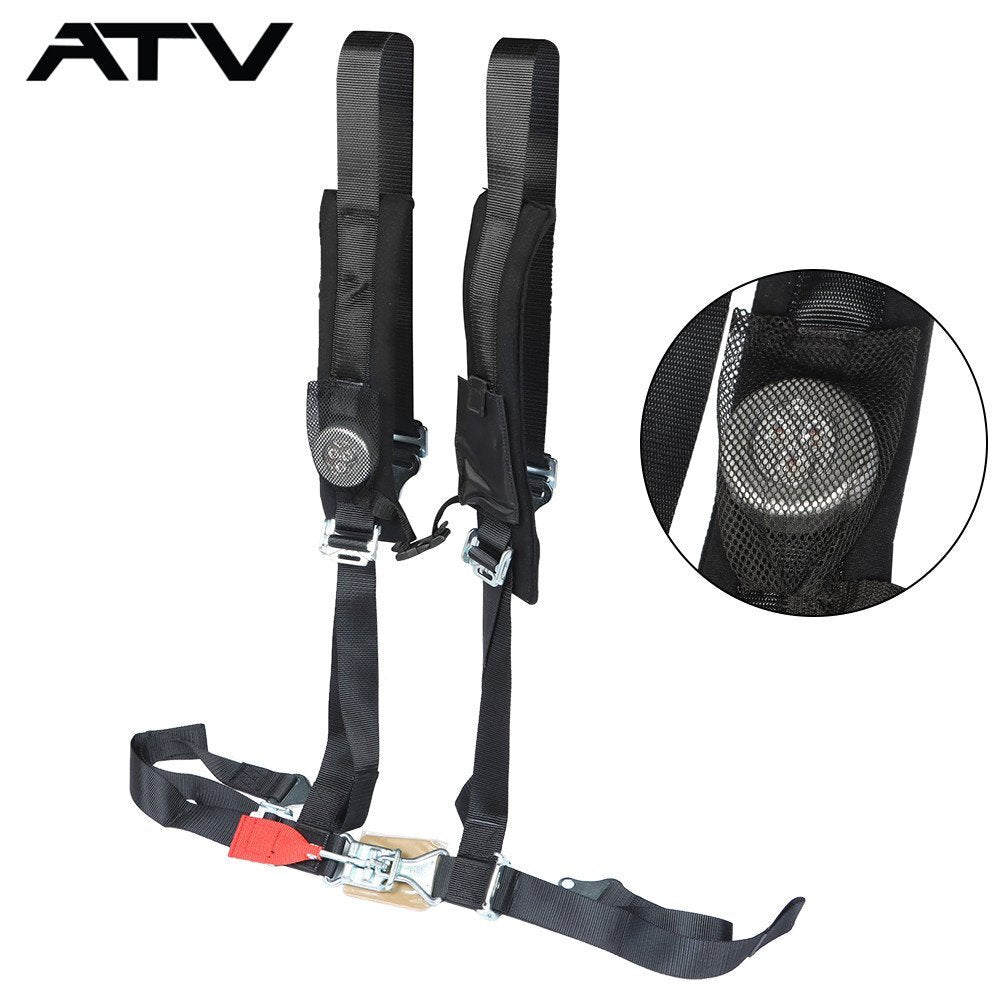 Black Seat Belt Harness Pair Of 4 Point 2" Padded For Polaris RZR XP S 4 1000