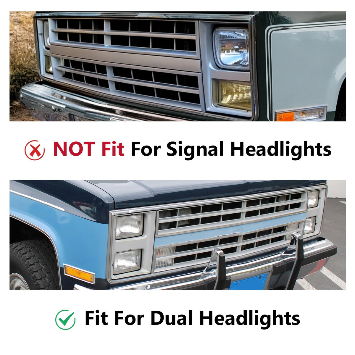 Front Grille+Headlight Bezel Kit For Chevrolet C10 Suburban K5 Blazer 1985-1988