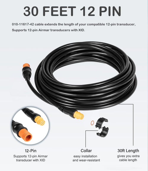 010-11617-42 Transducer Extension Cable XID Xdcr 30ft 12-Pin for Garmin Devices
