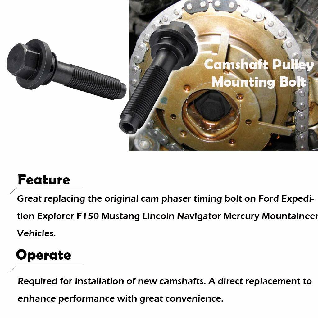 Cam Phaser Lock Out Kit, Camshaft Pulley Mounting Bolt and Timing Chain for Ford