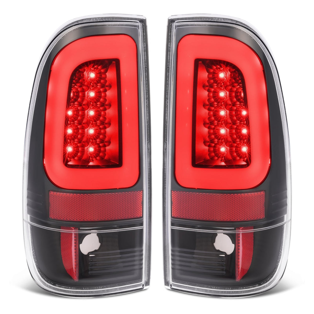 Black For 1997-2003 Ford F150 99-07 F250 F350 SD LED Tube Tail Lights Brake Lamp