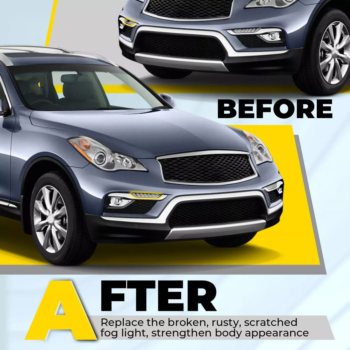 Clear LED Front Right side Fog Daytime Running Light For Infiniti QX50 16-17