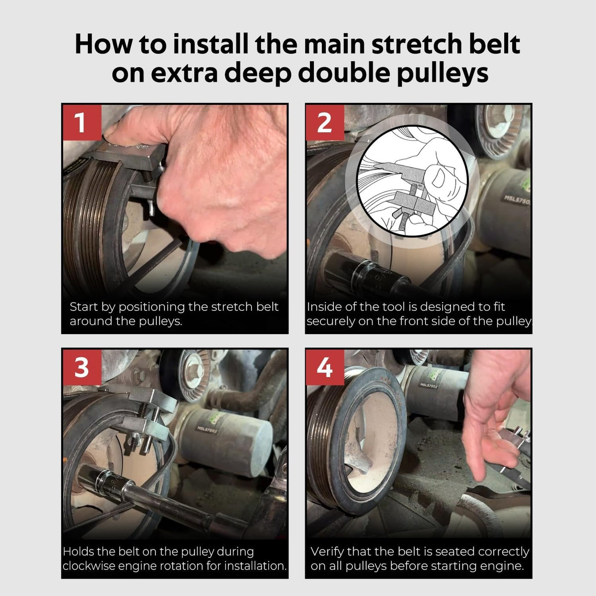 59350 Stretch Belt Installer for Ford 3.5L and 3.7L, GM 5.3L and 6.2L Engines