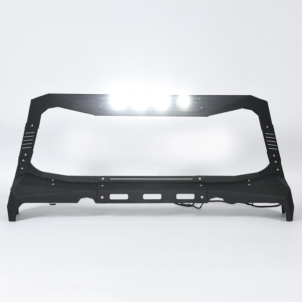 For Jeep Wrangler JK 2007-18 Steel Armor Windshield Frame Cover Visor Cowl w/LED