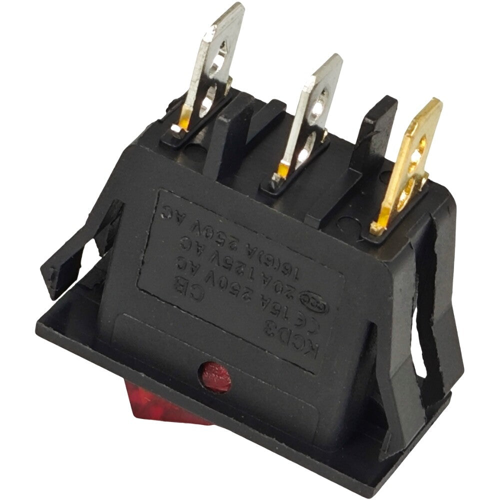 Lighted Rocker Switch On Off ZE-215 for Zing Ear 3 Prong SPST Snap-in