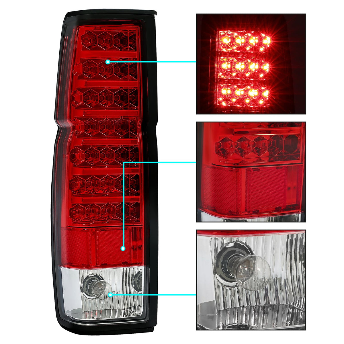 Red Clear LED Tail Lights Brake Lamps For Nissan D21 Hardbody Pickup 1986-1997