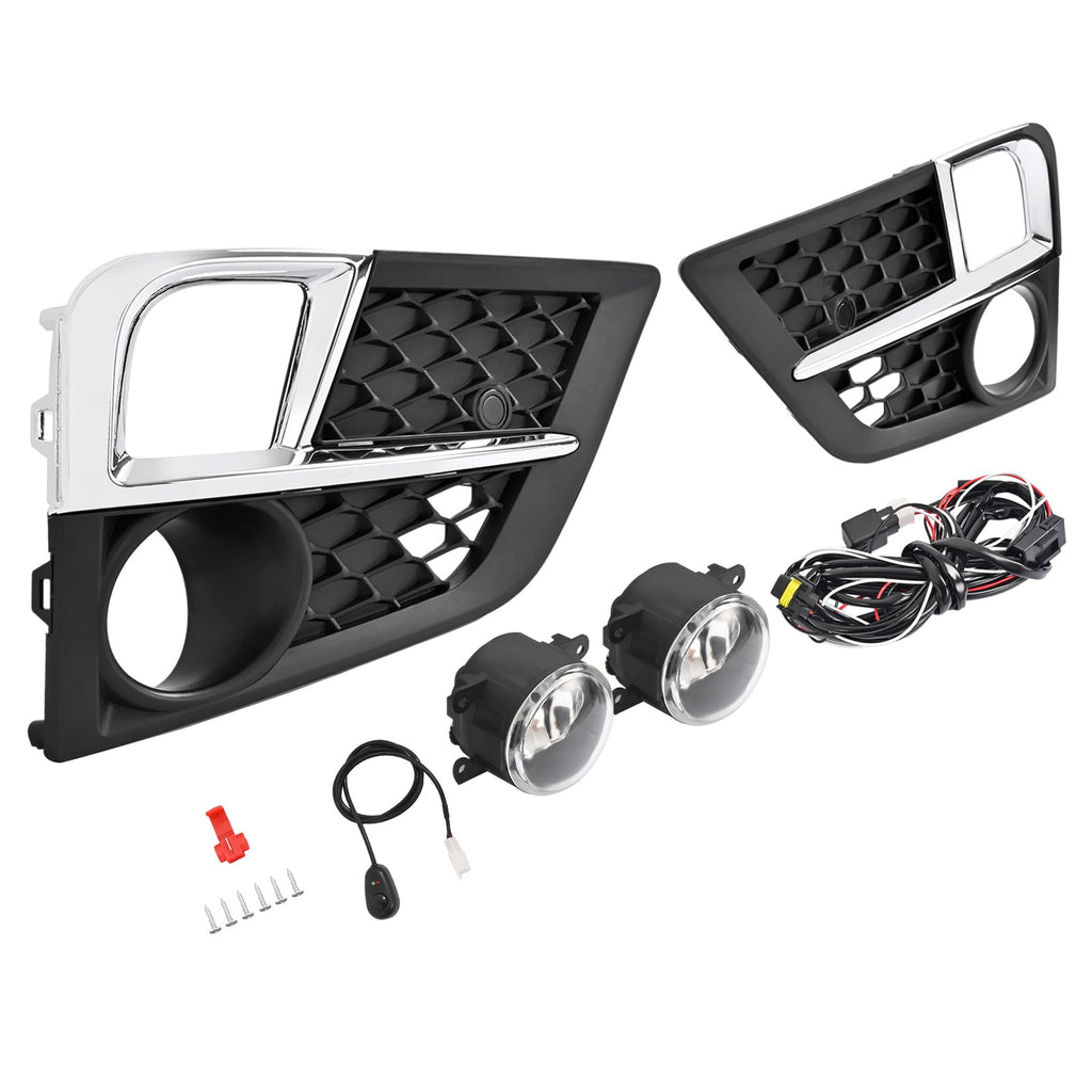 For Honda Odyssey 2018-2020 Bumper Fog Lights Lamps & Bezel Set W/Chrome Trim