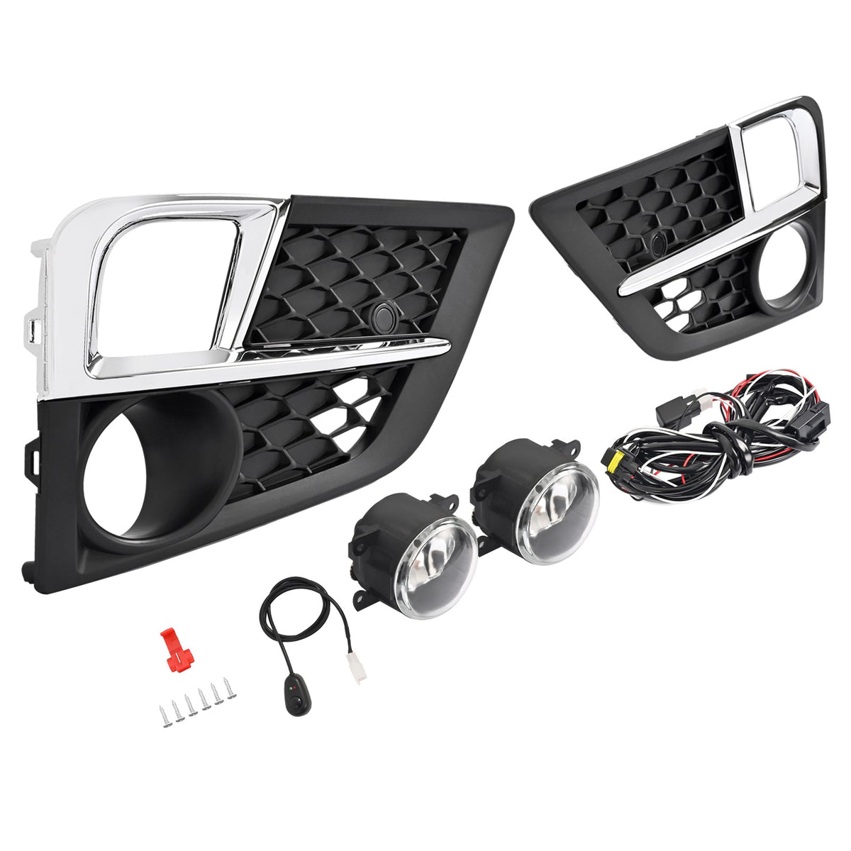 For Honda Odyssey 2018-2020 Bumper Fog Lights Lamps & Bezel Set W/Chrome Trim