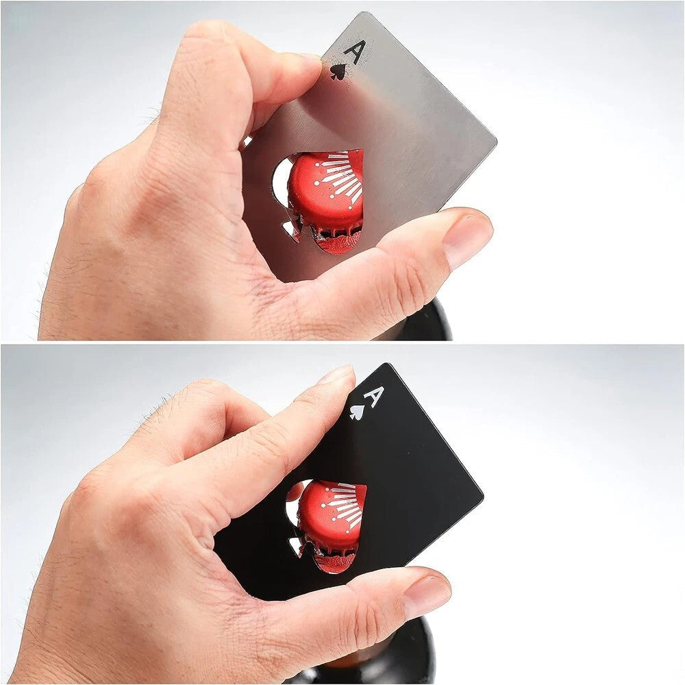 10Pcs Stainless Steel Credit Card Size Casino Bottle Beer Opener Black+Silver