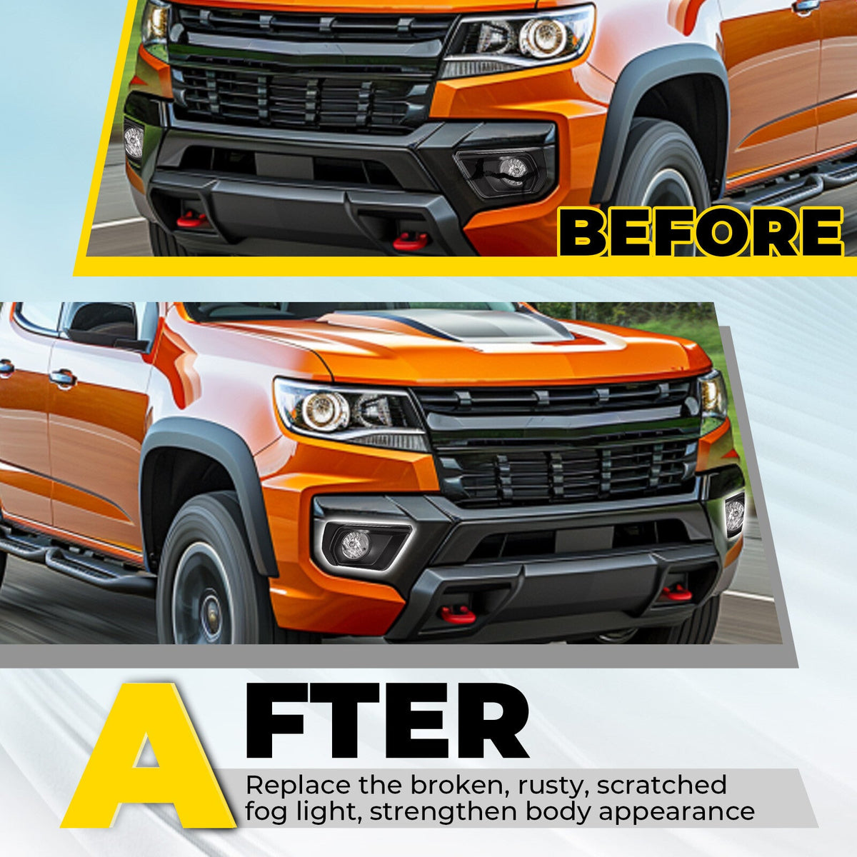 Clear Fog Light For Chevy Colorado 2021-2022 w/Bezel Relay Switch Wire Bulb Pair