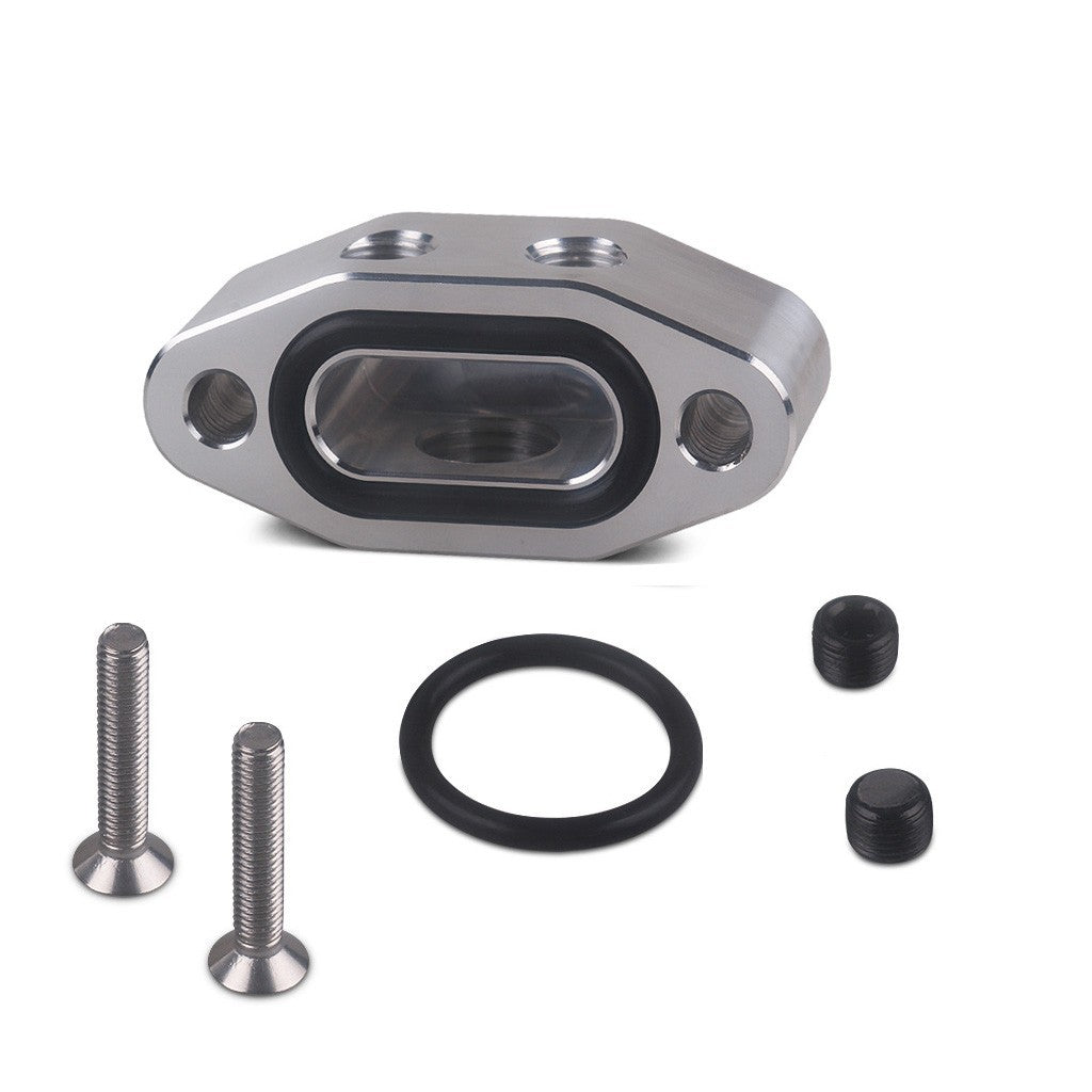 FOR LS TWIN TURBO DUAL 90 degree 1/8" NPT OIL FEED LINE ADAPTER PLATE LS1