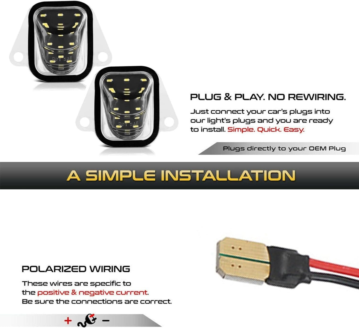 2X LED License Plate Tag Light Lamp For 2007-2014 Chevy Tahoe Suburban GMC Yukon