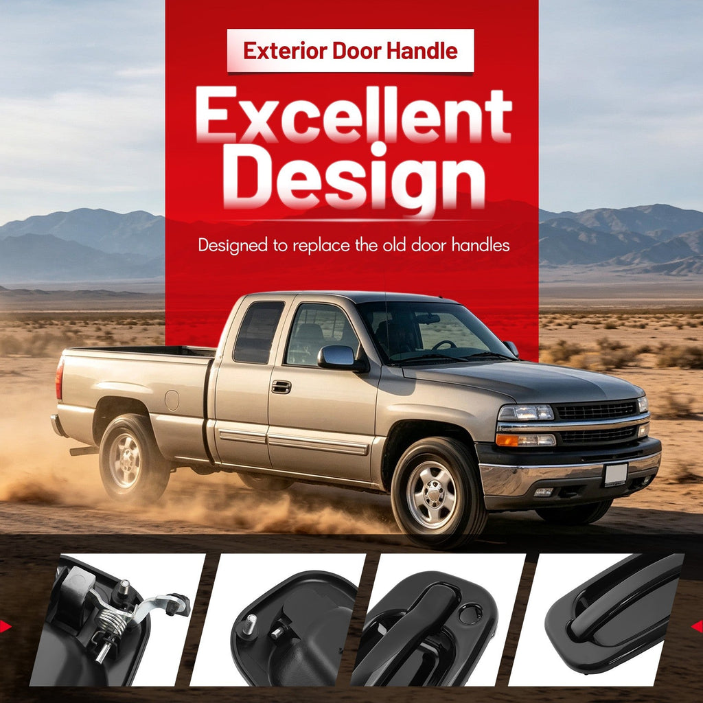 4Pcs NEW Outside Door Handles Set Painted Black For Silverado Tahoe Sierra 99-06