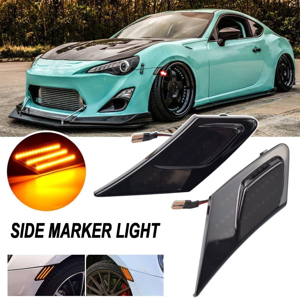 2x Smoked LED Side Marker Turn Signal Lights For Subaru BRZ Scion FRS 86 Toyota