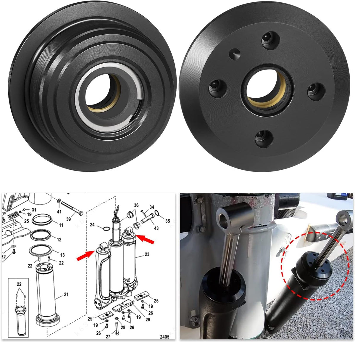 2Pcs Verado Trim Cap For Mercury/Mariner Outboard 6-Cyl 225HP 250HP 275HP 300HP