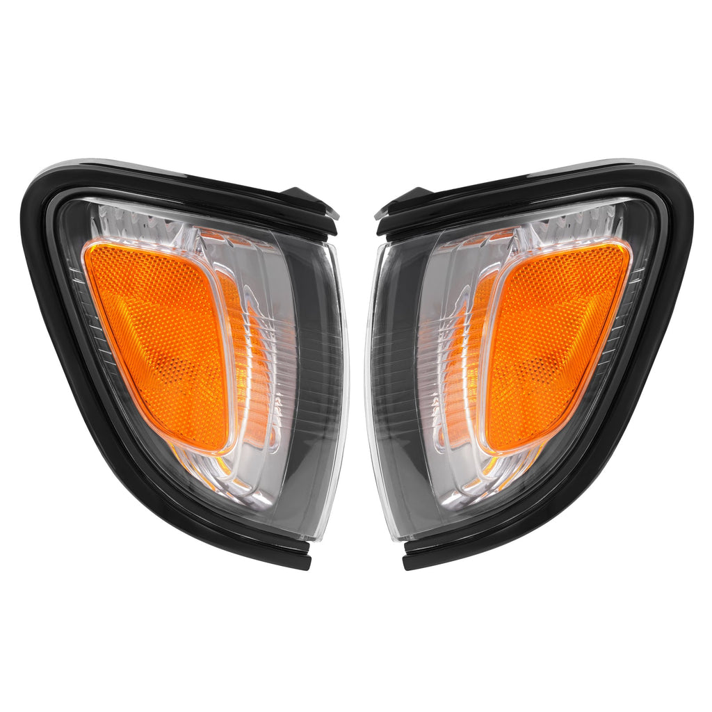 For 2001 2002 2003 2004 Toyota Tacoma White Headlights & Black Corner Light 4Pcs