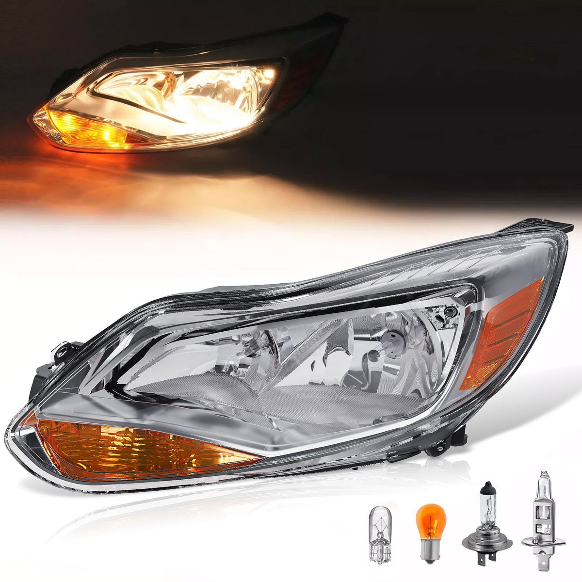 Clear Lens Halogen Left Driver Side Headlight For Ford Focus 2012-2014 W/Bulb