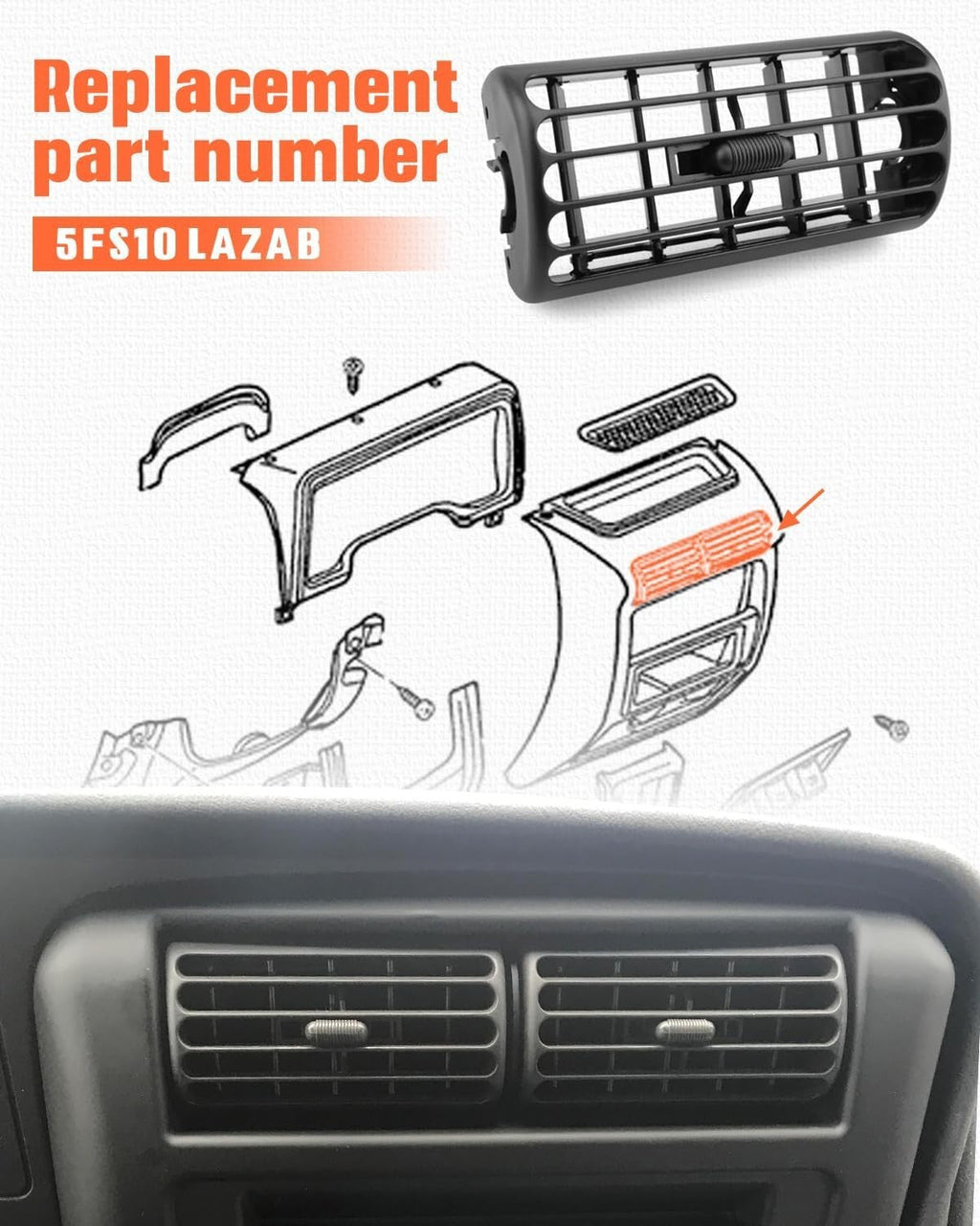 1x Center Dash Air Vent Louver Outlet For Jeep Cherokee XJ 1997-2001 Wrangler TJ