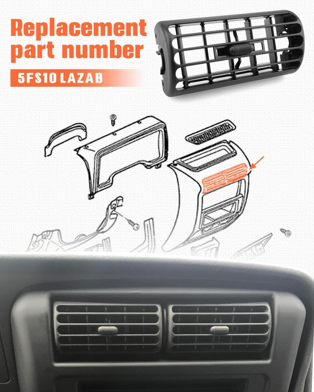 1x Center Dash Air Vent Louver Outlet For Jeep Cherokee XJ 1997-2001 Wrangler TJ