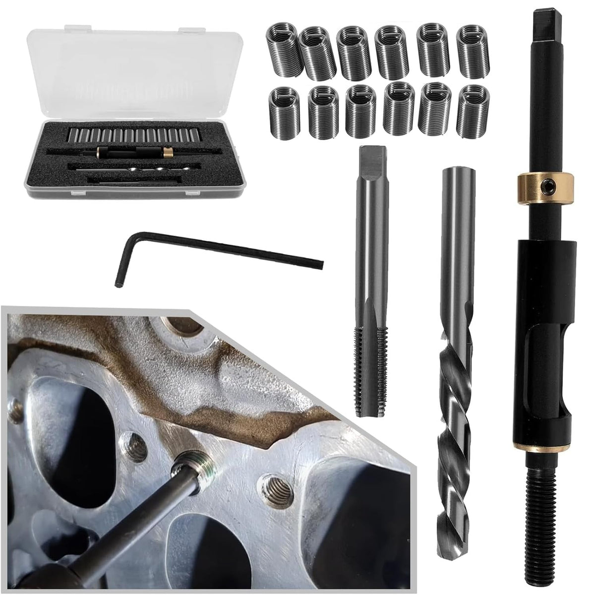 M11x1.5 Head Bolt Thread Repair Kit 35119S for Cadillac Honda Toyota GM 4.0/4.2L