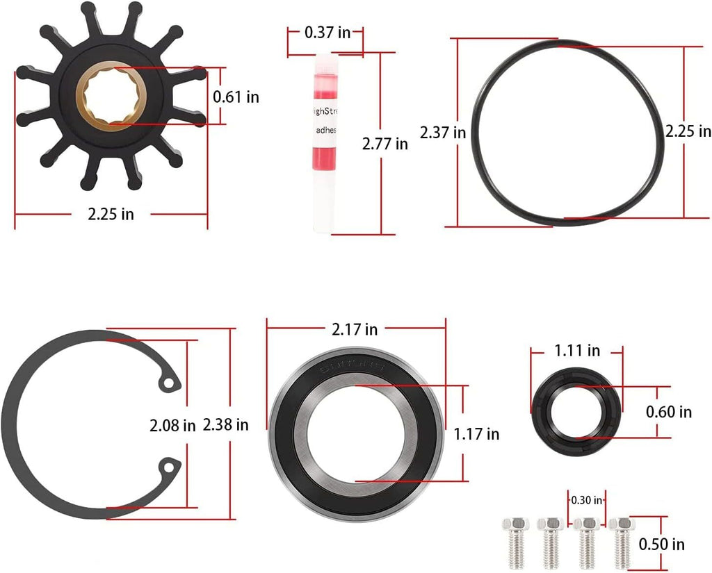For Volvo Penta Raw Sea Water Pump Repair Rebuild Kit 5.0Gi 5.0GL 5.0GXi 5.0OSi