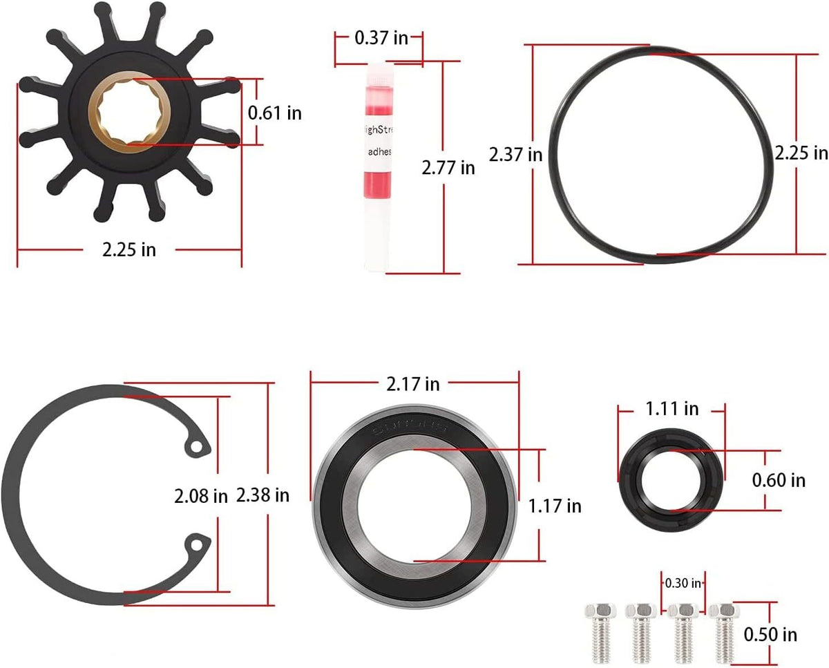 For Volvo Penta Raw Sea Water Pump Repair Rebuild Kit 5.0Gi 5.0GL 5.0GXi 5.0OSi