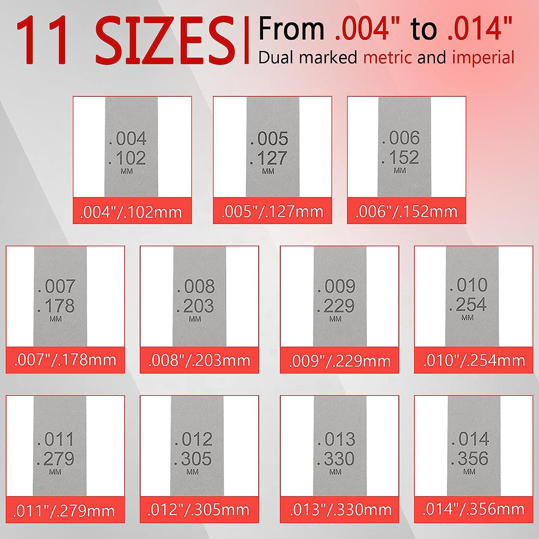 A308 Offset Valve Tappet Gauge 11-Blade Feeler Gauge Kit Sizes 0.004" to 0.014"