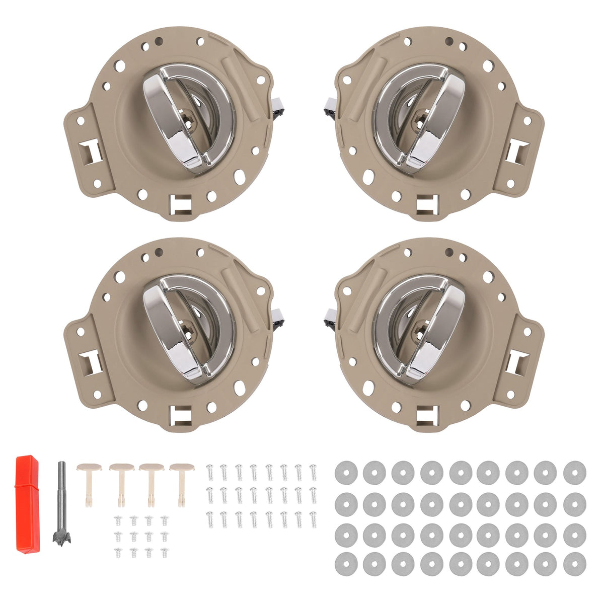 For Jeep Commander 2006-2010 Front Rear Inside Door Handles Silvery & Tan Set 4