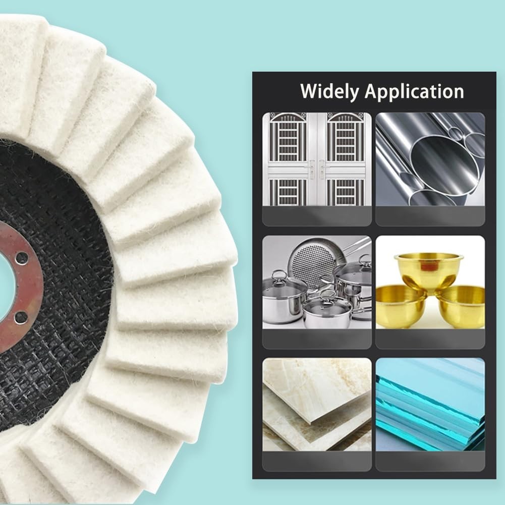 5pcs 5" Wool Polishing Wheels Buffer Pads Flap Felt Polishing Finishing Disc