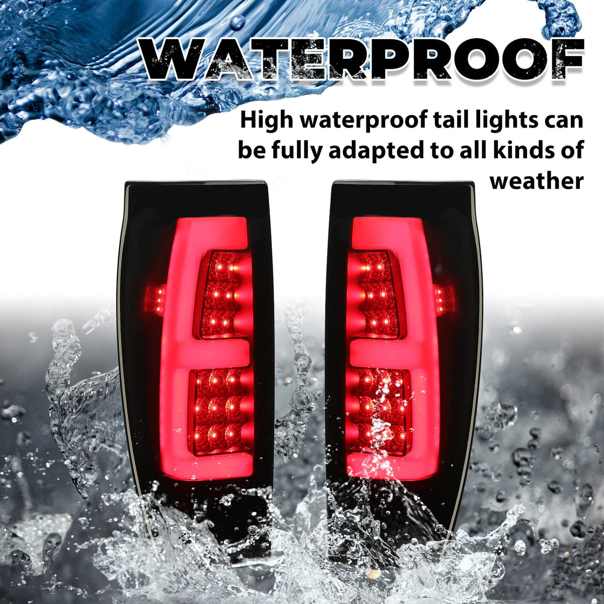 Black Smoke For 02-06 Chevy Avalanche 1500 2500 LED Tube Tail Lights Brake Lamps